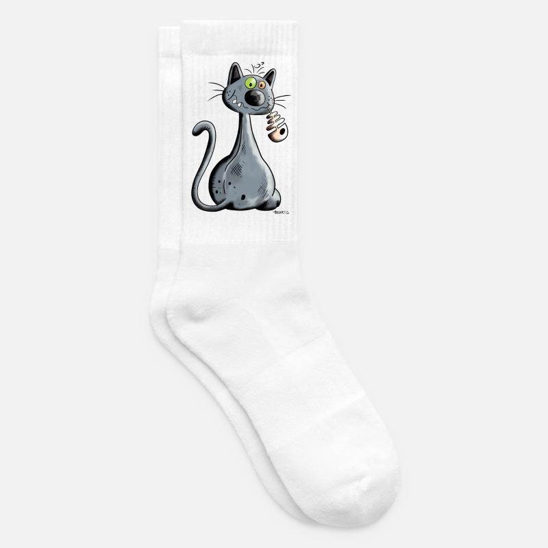 Schwarze Katze - Tennissocken - Weiß