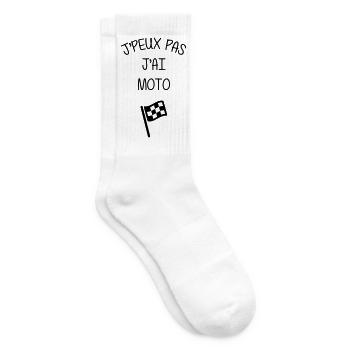 Moto / Motard / Motarde / Biker / Stunt / Cross - Chaussettes de tennis - blanc - Droite