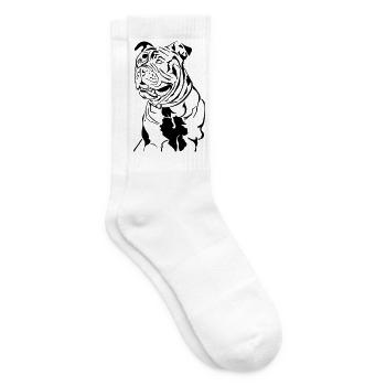 Old English Bulldog Kopf - Tennissocken - Weiß - Rechts