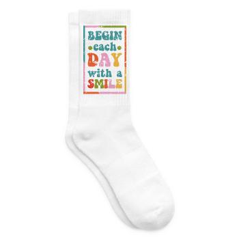 t-shirt de motivation smile day effet grunge - Chaussettes de tennis - blanc - Droite