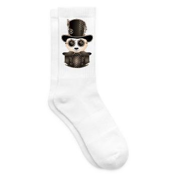 Panda Steampunk avec chapeau cylindre et lunettes en sépia - Chaussettes de tennis - blanc - Droite