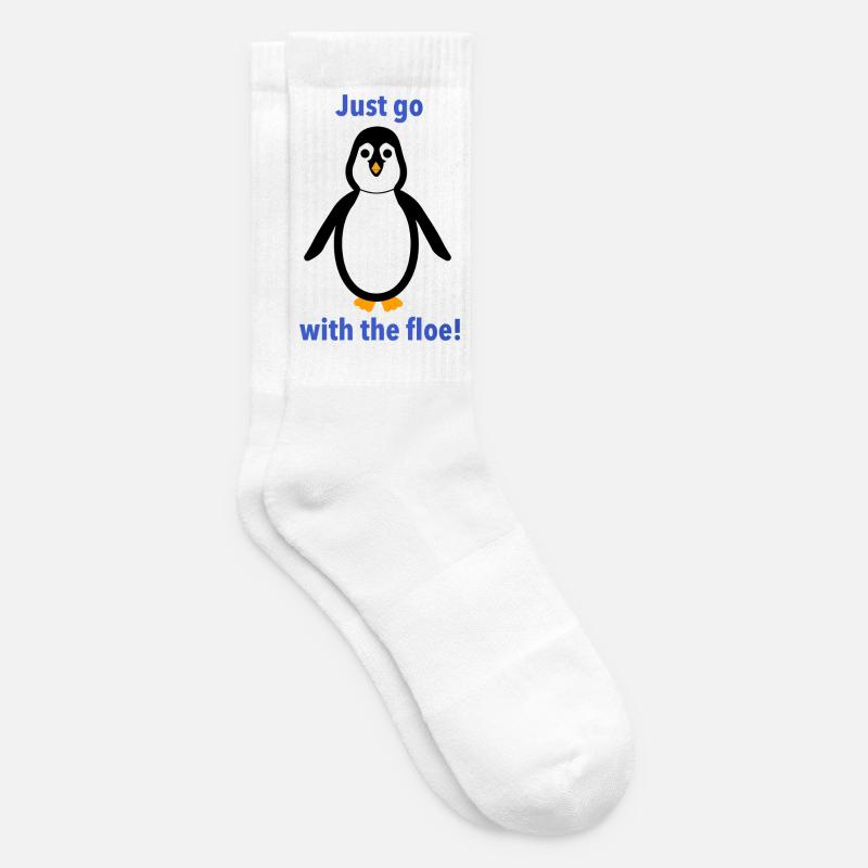 Pinguin -"Geh einfach mit der Scholle!" - Tennissocken - Weiß