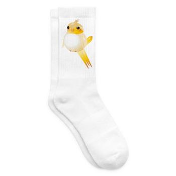 rundlicher Kanarienvogel im Kawaii Stil - Tennissocken - Weiß - Rechts