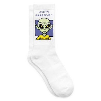 Alien Approved Yellow Eye Design - Tennis socks - white - Right
