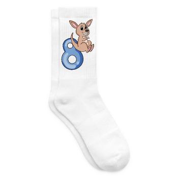 8. Geburtstag Motiv Känguru - acht Jahre - Tennissocken - Weiß - Rechts
