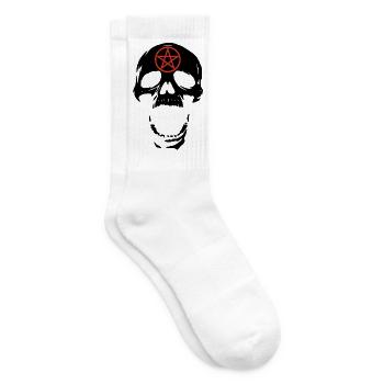 Crâne noir et pentagramme rouge - Chaussettes de tennis - blanc - Droite