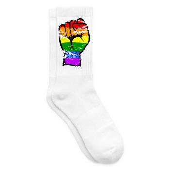 Regenbogenfarbe Flagge Hand Faust Symbol used - Tennissocken - Weiß - Rechts