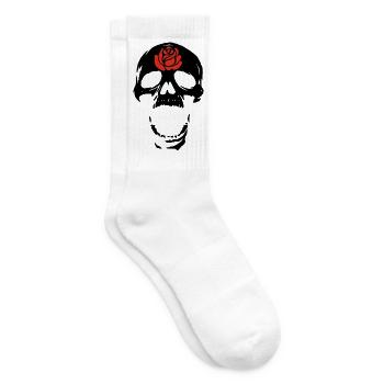 Der schwarze Schädel und die Rose - Tennissocken - Weiß - Rechts