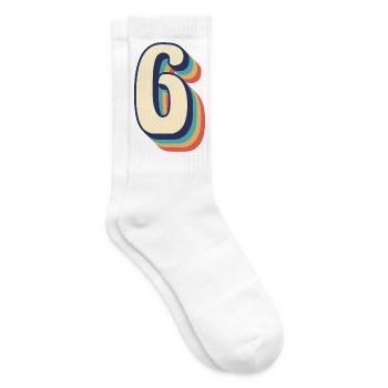 vintage rétro t-shirt numéro 6 six Sechs sei seis - Chaussettes de tennis - blanc - Droite
