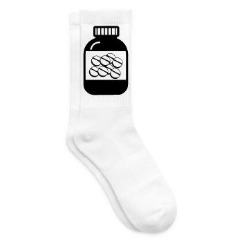 Dose mit Pillen für die Apotheke - Tennissocken - Weiß - Rechts