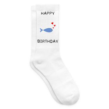 ANNIVERSAIRE. HAPPY BIRTHDAY. JOYEUX ANNIVERSAIRE. - Chaussettes de tennis - blanc - Droite
