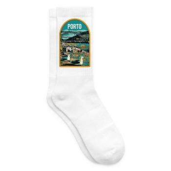 Porto, Douro & Ponte D. Luis: Illustration - Tennissocken - Weiß - Rechts