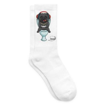 Hardcore Gamer Mops auf der Toilette zockt - Tennissocken - Weiß - Rechts