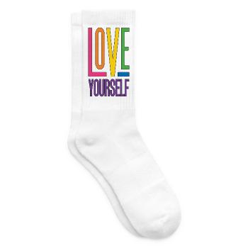 LGBTQ Pride Month - Love Yourself - Tennis socks - white - Right