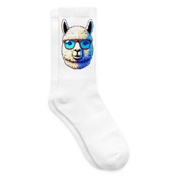 Alpaca with Sunglasses - Tennis socks - white - Right