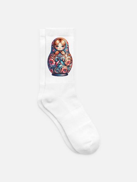 Matrjoschka klassisch original Geschenk - Tennissocken - Weiß