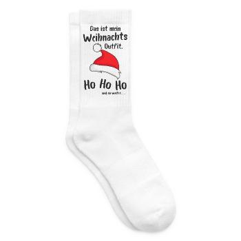 Mein Weihnachtsoutfit Weihnachtsmütze Ho Ho Ho - Tennissocken - Weiß - Rechts