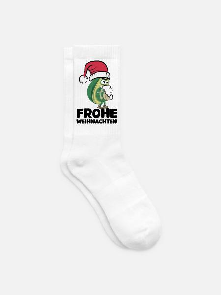 avocado frohe Weihnachten Bart comic cartoon Logo - Tennissocken - Weiß