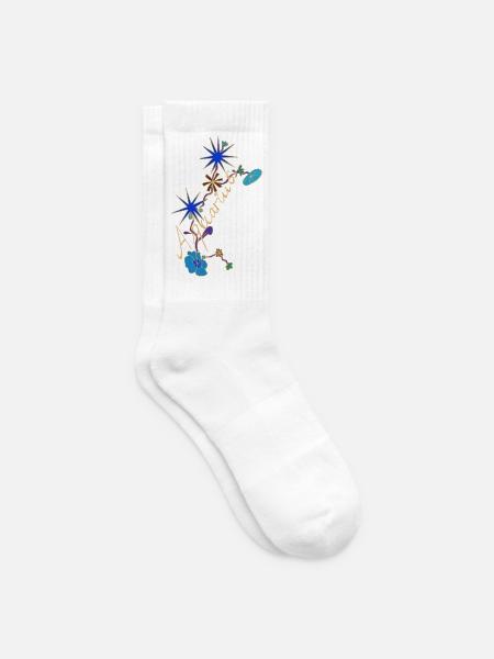 Aquarius – Magische Sternzeichen und Blumen - Tennissocken - Weiß