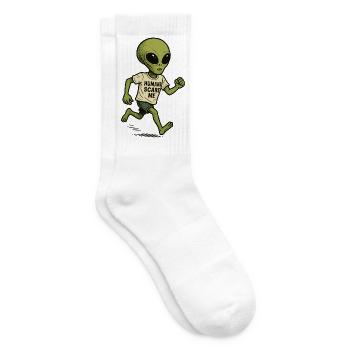 Alien Extraterrestrial with Humor - Humans Scare Me - Tennis socks - white - Right