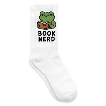 Wise Frog Reading Book Print - Tennis socks - white - Right