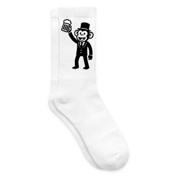 Bière de la fête de garçon singe - Chaussettes de tennis - blanc - Droite