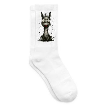 Funny llama with tongue – comic book splash - Tennis socks - white - Right
