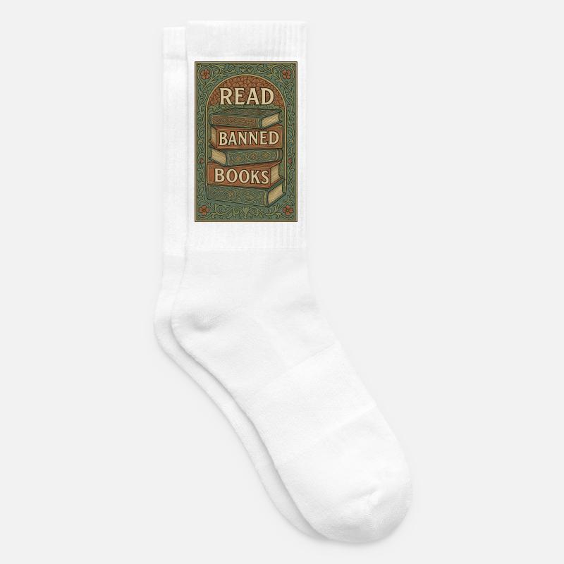 Lesen Sie verbotene Bücher Vintage Stack - Tennissocken - Weiß