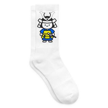 Enfant Samouraï Kawaii en Bleu Jaune - Chaussettes de tennis - blanc - Droite