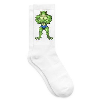 Cool Frog Fitness Bodybuilding Cartoon Strong - Tennis socks - white - Right