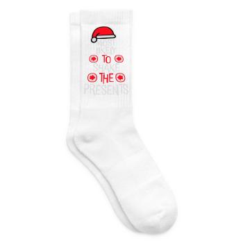 Most Likely to Shake the Presents Christmas Fun - Tennis socks - white - Right