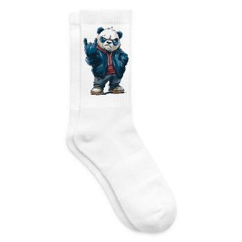 Rocking panda with "rock on" pose - Tennis socks - white - Right