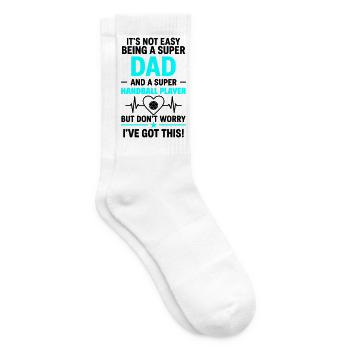 Herz + Handball – Super Papa Handballspieler - Tennissocken - Weiß - Rechts