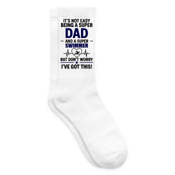 Herz + Schwimmen – Super Papa Schwimmer - Tennissocken - Weiß - Rechts