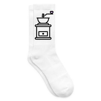 Coffee Love: Coffee Grinder with Heart Vector - Tennis socks - white - Right