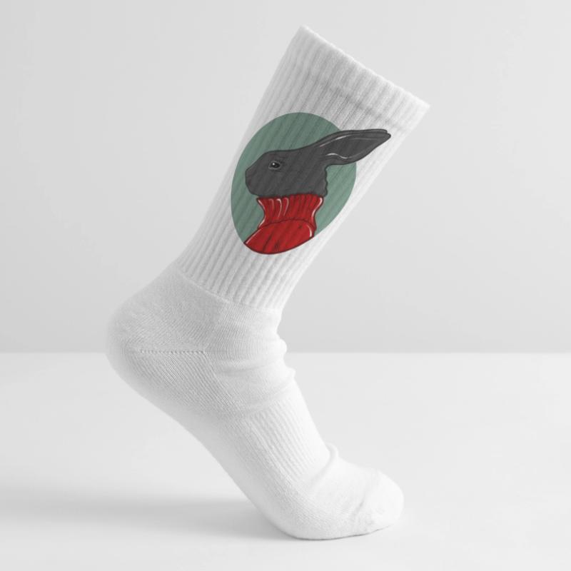 Lapin avec un pull rouge Chaussettes de tennis