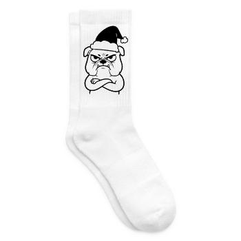 Christmas Bulldog Cartoon Illustration - Tennis socks - white - Right