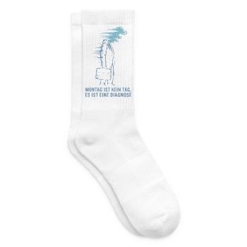 Montag Ist Kein Tag, Es Ist Eine Diagnose Blau - Tennissocken - Weiß - Rechts