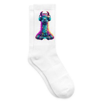 Llama Gaming Animal Video Games Funny Llama - Tennis socks - white - Right