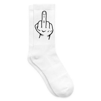 Mittelfinger Hand Kontur Schwarz - Tennissocken - Weiß - Rechts
