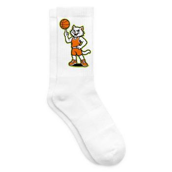 Basketball-Katzen-Maskottchen in Orange - Tennissocken - Weiß - Rechts
