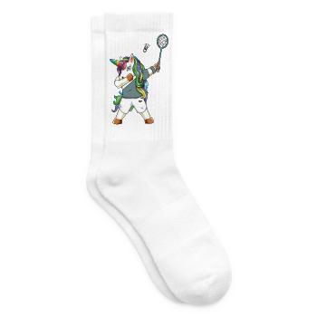 Dabbing Badminton Unicorn Lustiges Sportdesign - Tennissocken - Weiß - Rechts