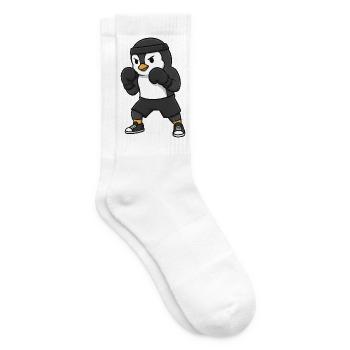 Cute Penguin Boxer Martial Arts Cartoon Funny Spor - Tennis socks - white - Right