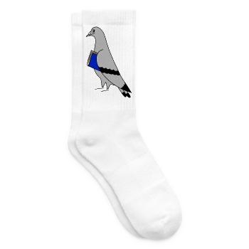 Pigeon with Book – Minimal Urban Illustration - Tennis socks - white - Right