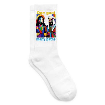 One Goal Many Paths Pop Art Duo - Tennis socks - white - Right