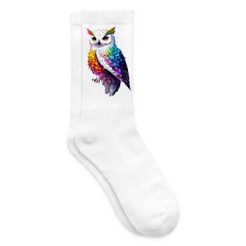 Snowy Owl White Owl Owl Owl Owl Snow Owl - Tennis socks - white - Right