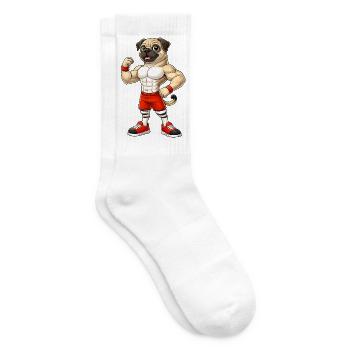 Starker Mops Bodybuilder Fitness Muskeln Training - Tennissocken - Weiß - Rechts