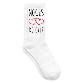 Leather Wedding 2 Years of Love - Tennis socks - white - Right