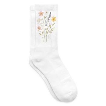 Prairie aquarelle de fleurs sauvages - Chaussettes de tennis - blanc - Droite