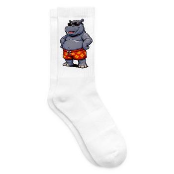 Hippopotamus in sunglasses - Tennis socks - white - Right